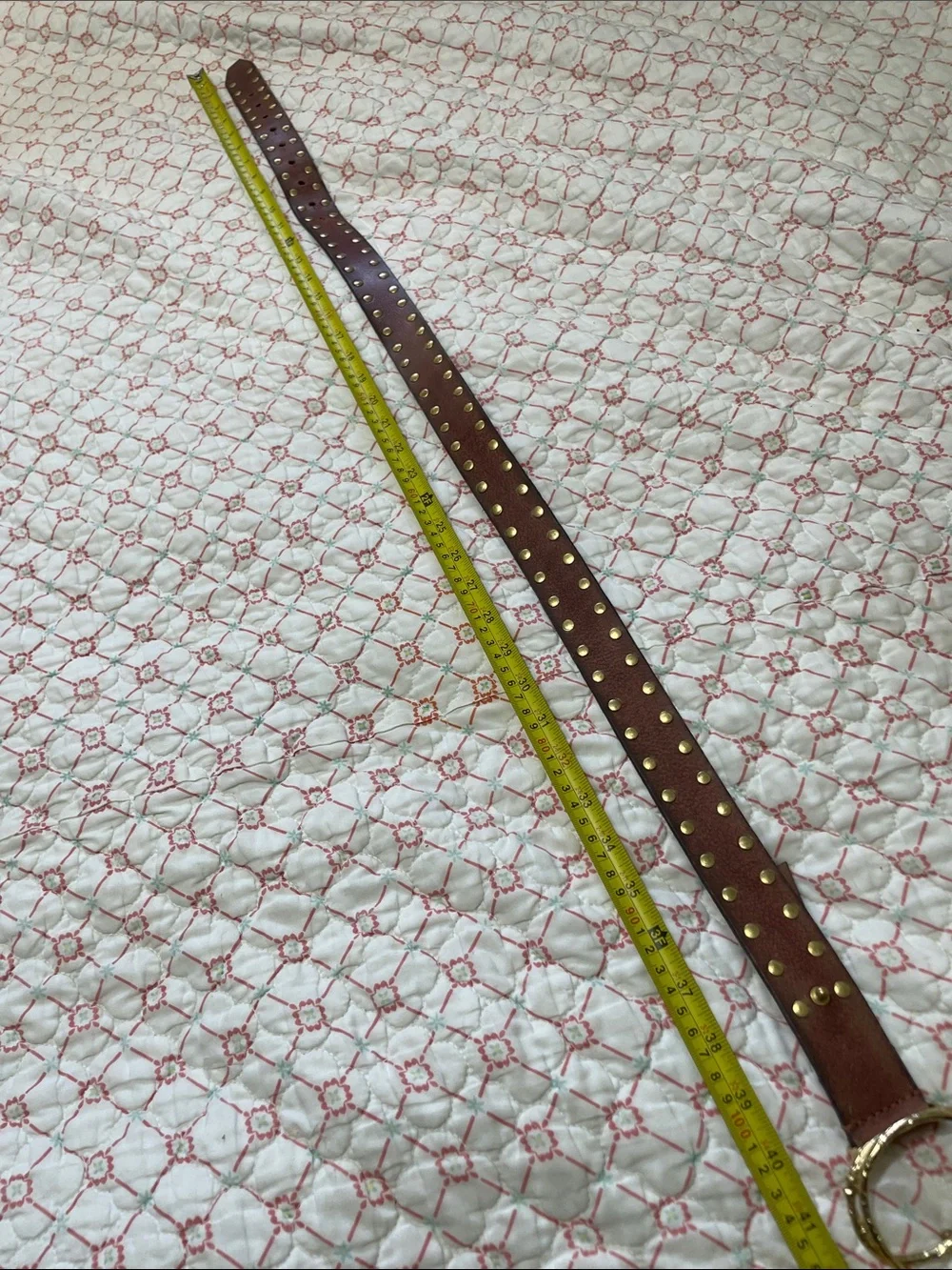 The free gold grommet studded belt with gold buckle